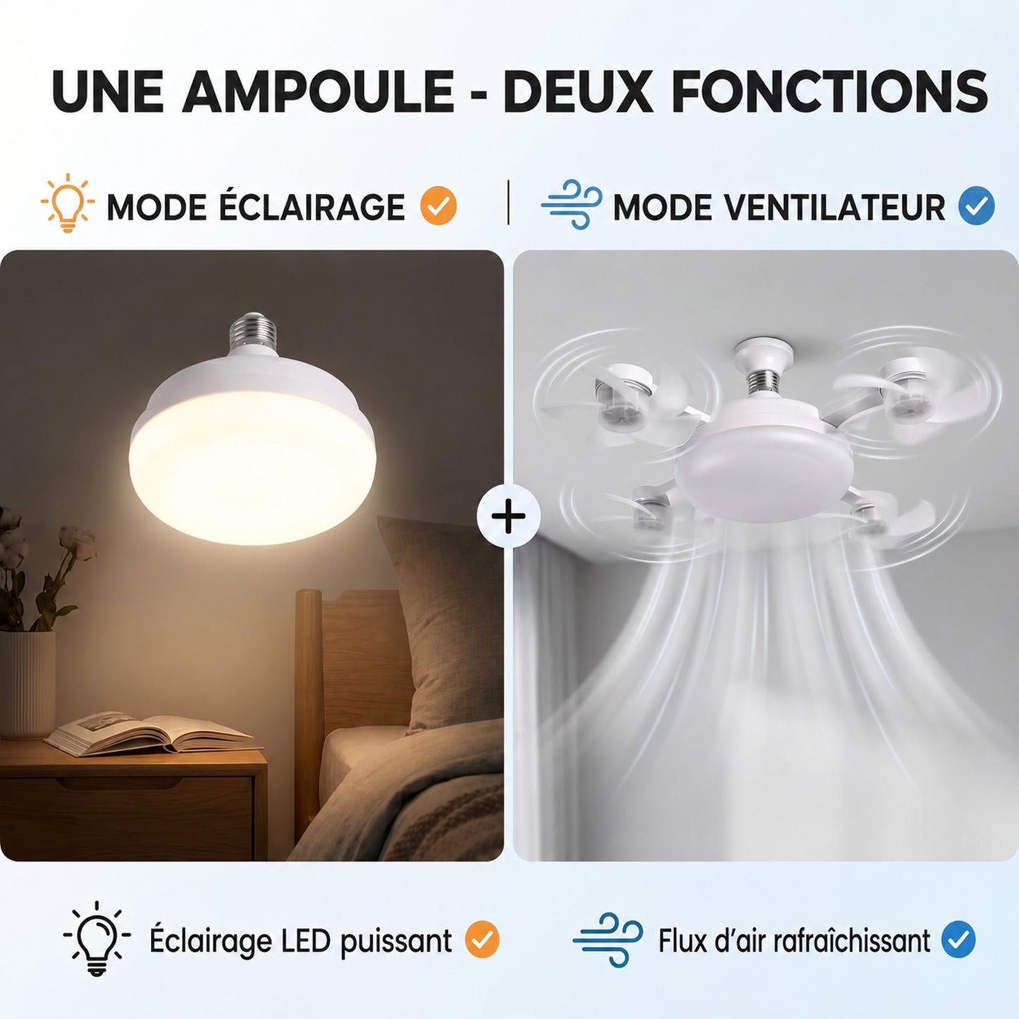 🍃Ventilateur de plafond puissant avec éclairage LED – Restez au frais sans faire tourner la climatisation toute la journée