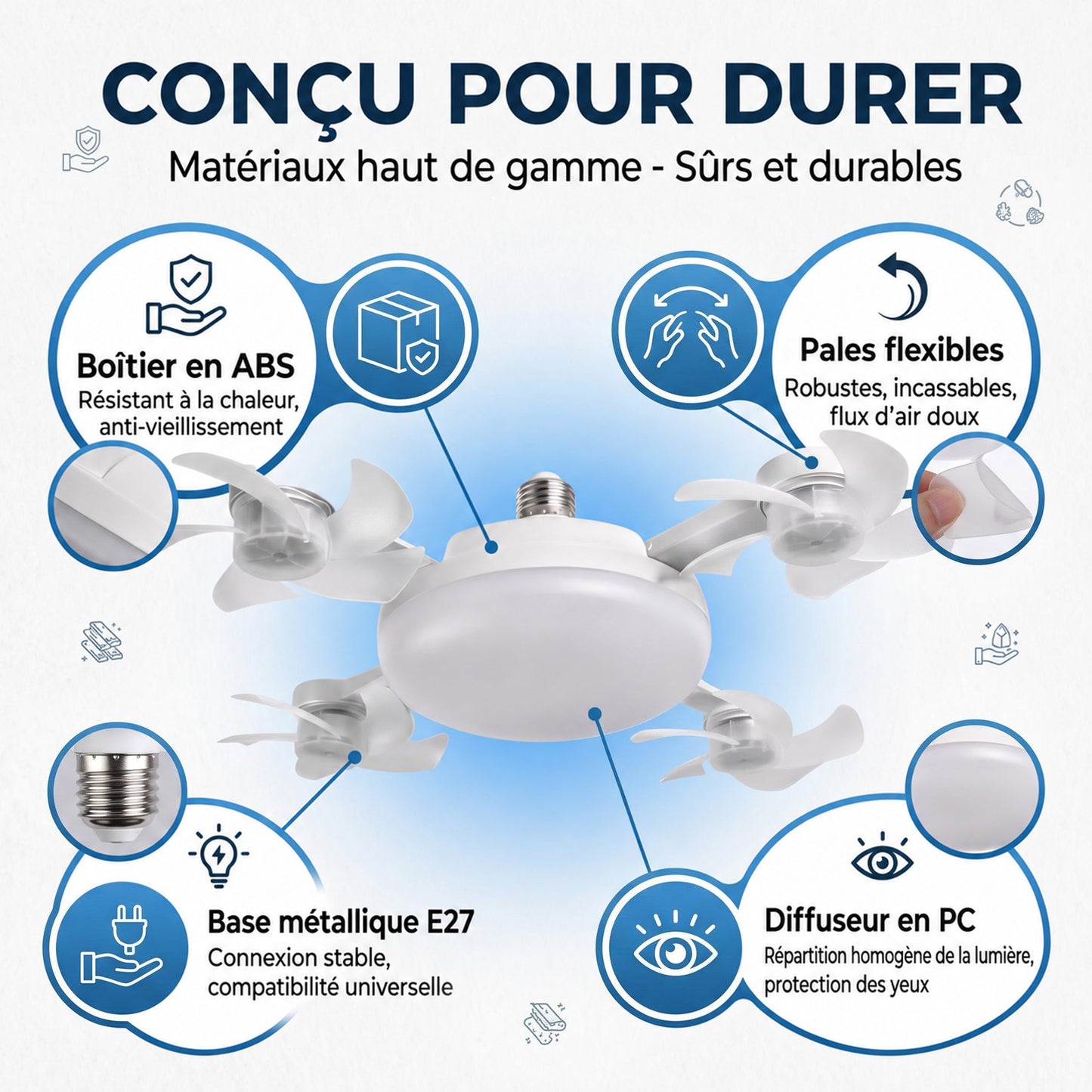 🍃Ventilateur de plafond puissant avec éclairage LED – Restez au frais sans faire tourner la climatisation toute la journée