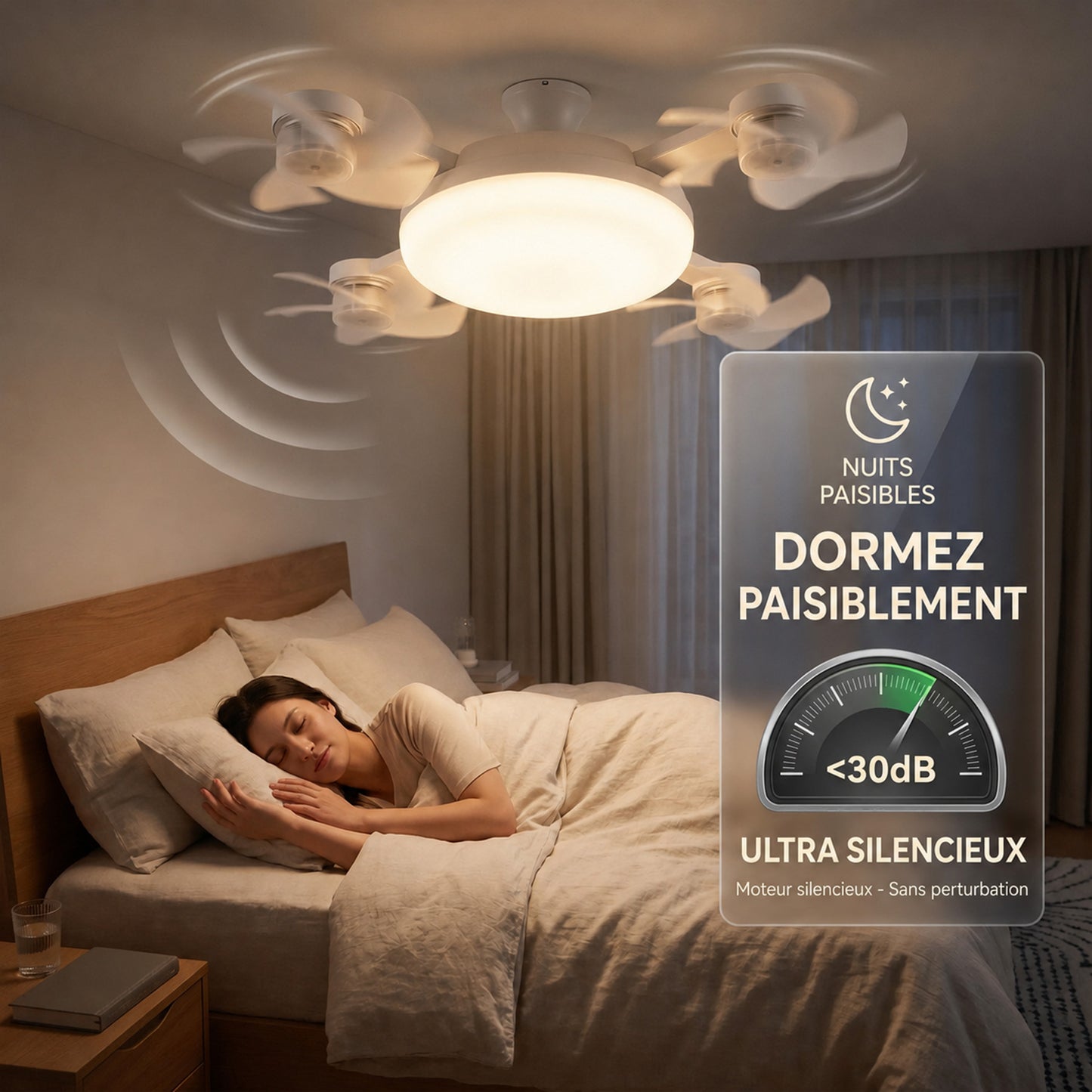 🍃Ventilateur de plafond puissant avec éclairage LED – Restez au frais sans faire tourner la climatisation toute la journée