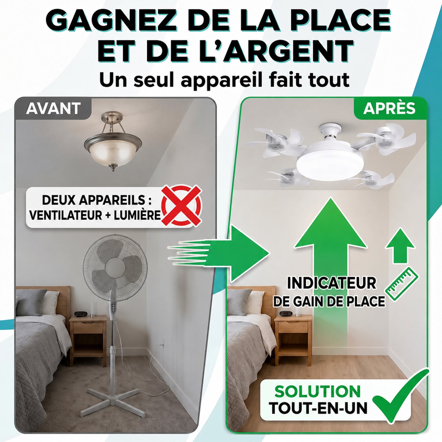 🍃Ventilateur de plafond puissant avec éclairage LED – Restez au frais sans faire tourner la climatisation toute la journée