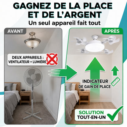 🍃Ventilateur de plafond puissant avec éclairage LED – Restez au frais sans faire tourner la climatisation toute la journée