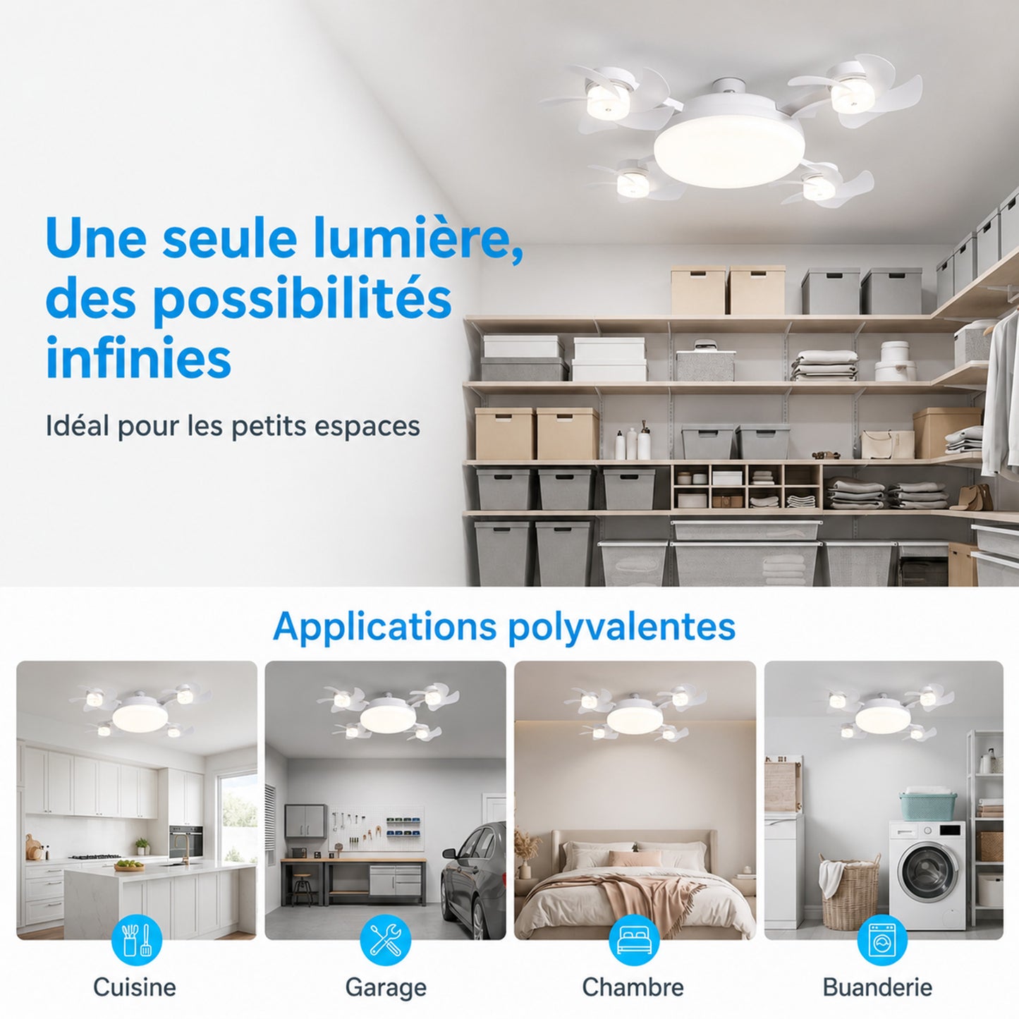 🍃Ventilateur de plafond puissant avec éclairage LED – Restez au frais sans faire tourner la climatisation toute la journée